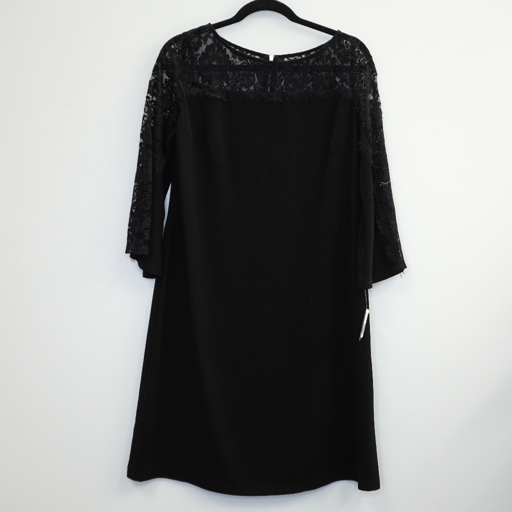 Gabby Skye Lace Yoke 3/4 Sleeve Cocktail Dress 10